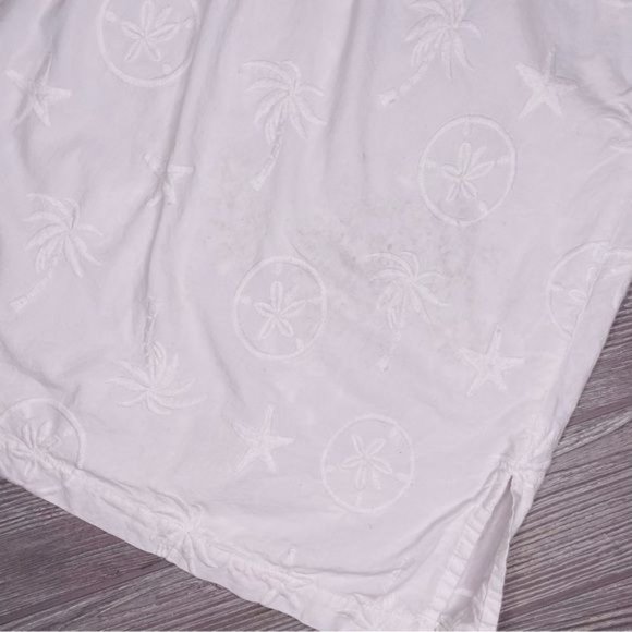 Casual cotton seed nautical star fish palm shirt w/ wood buttons tropical shirt - Picture 7 of 7